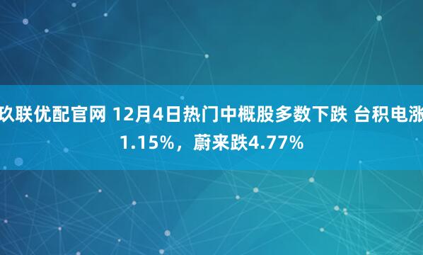 玖联优配官网 12月4日热门中概股多数下跌 台积电涨1.15%，蔚来跌4.77%