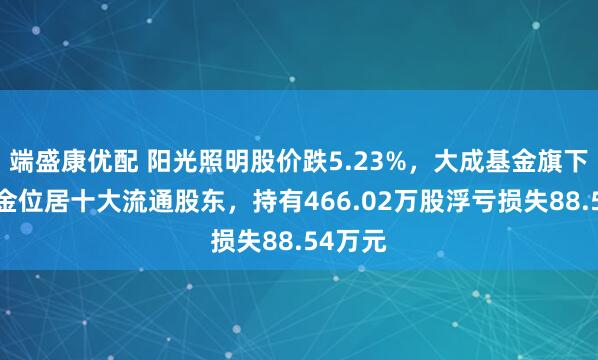 端盛康优配 阳光照明股价跌5.23%,大成基金旗下1只基金位居十大流通股东,持有466.02万股浮亏损失88.54万元